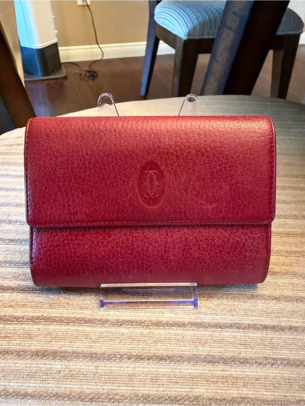 Cartier Leather Women's Clutch Wallet - Burgundy with Kisslock